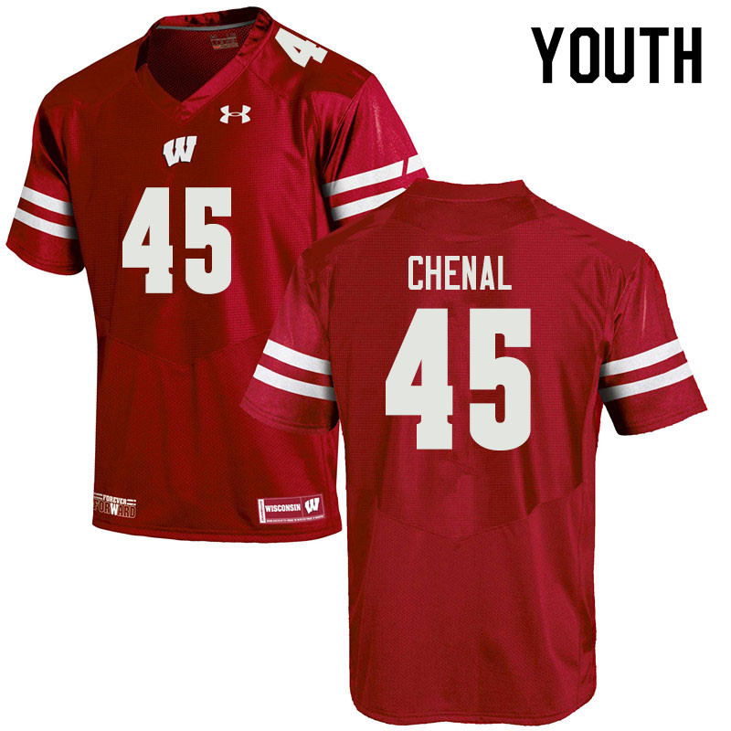 Youth #45 Leo Chenal Wisconsin Badgers College Football Jerseys Sale-Red - Click Image to Close